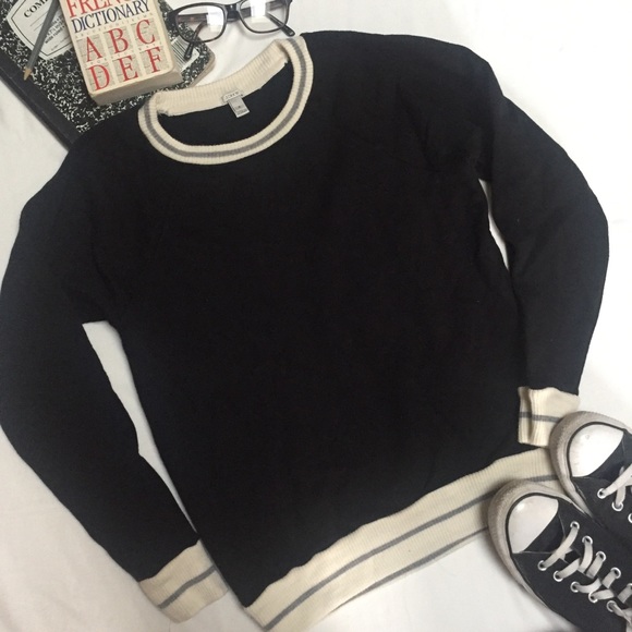 J.Crew Black Tipped Prep Collegiate Sweatshirt - Picture 3 of 7